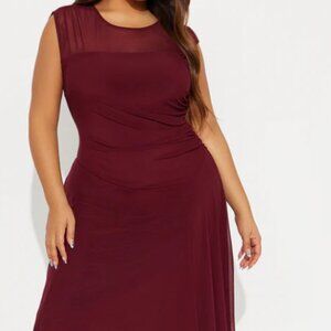 Ayla Aymmetrical Mesh Midi Dress